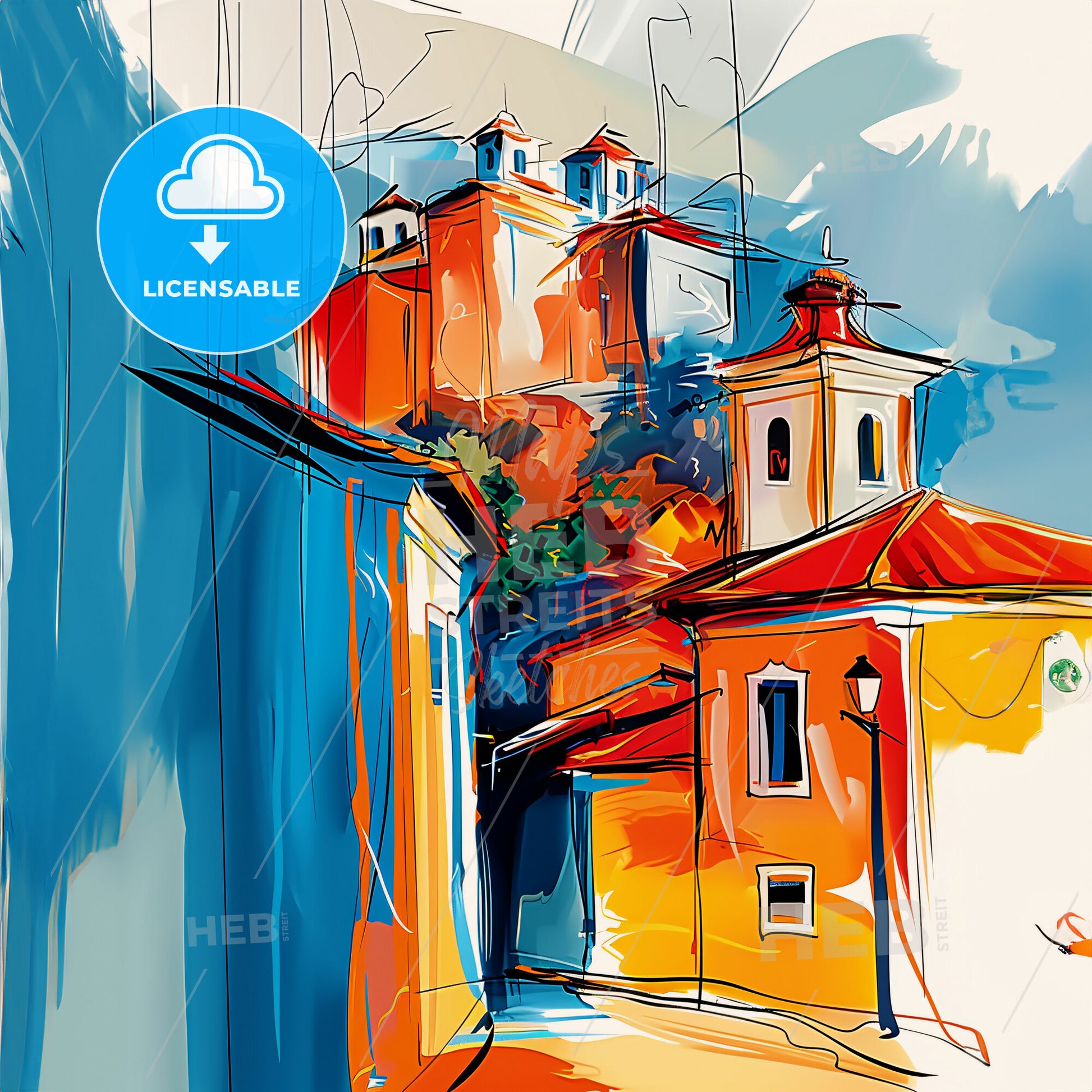 Vibrant Caucaia, Brazil - A Painting Of A Building With A Tower