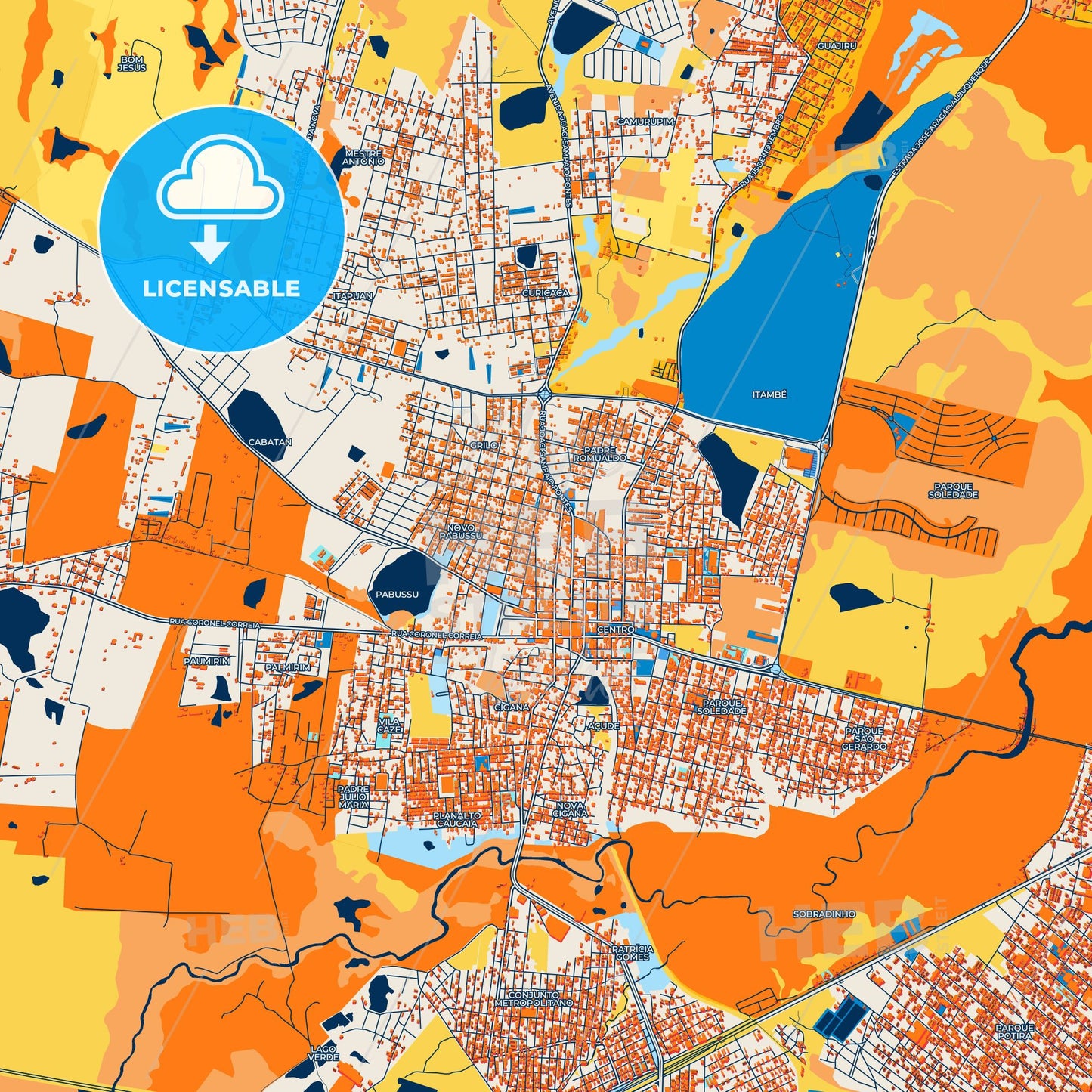 Colorful Caucaia Street Map with Labels and Buildings