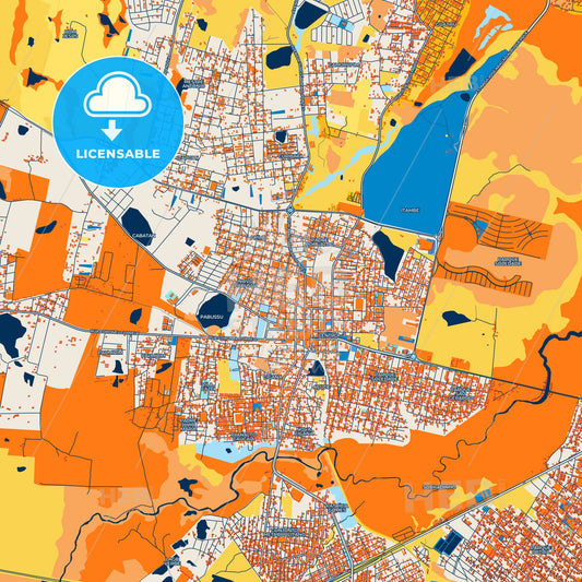 Colorful Caucaia Street Map with Labels and Buildings