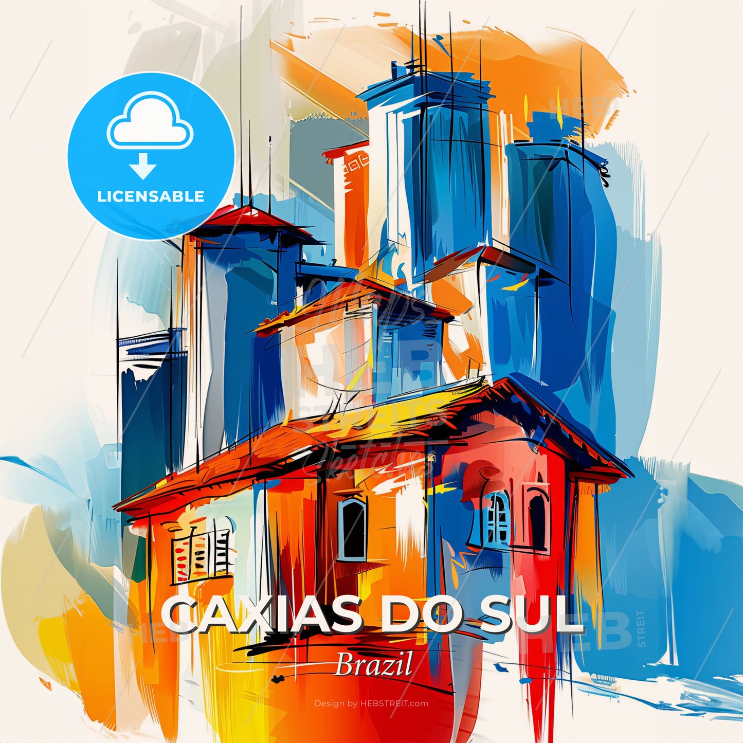 Vibrant Caxias Do Sul, Brazil - A Painting Of A Building - Square format print template