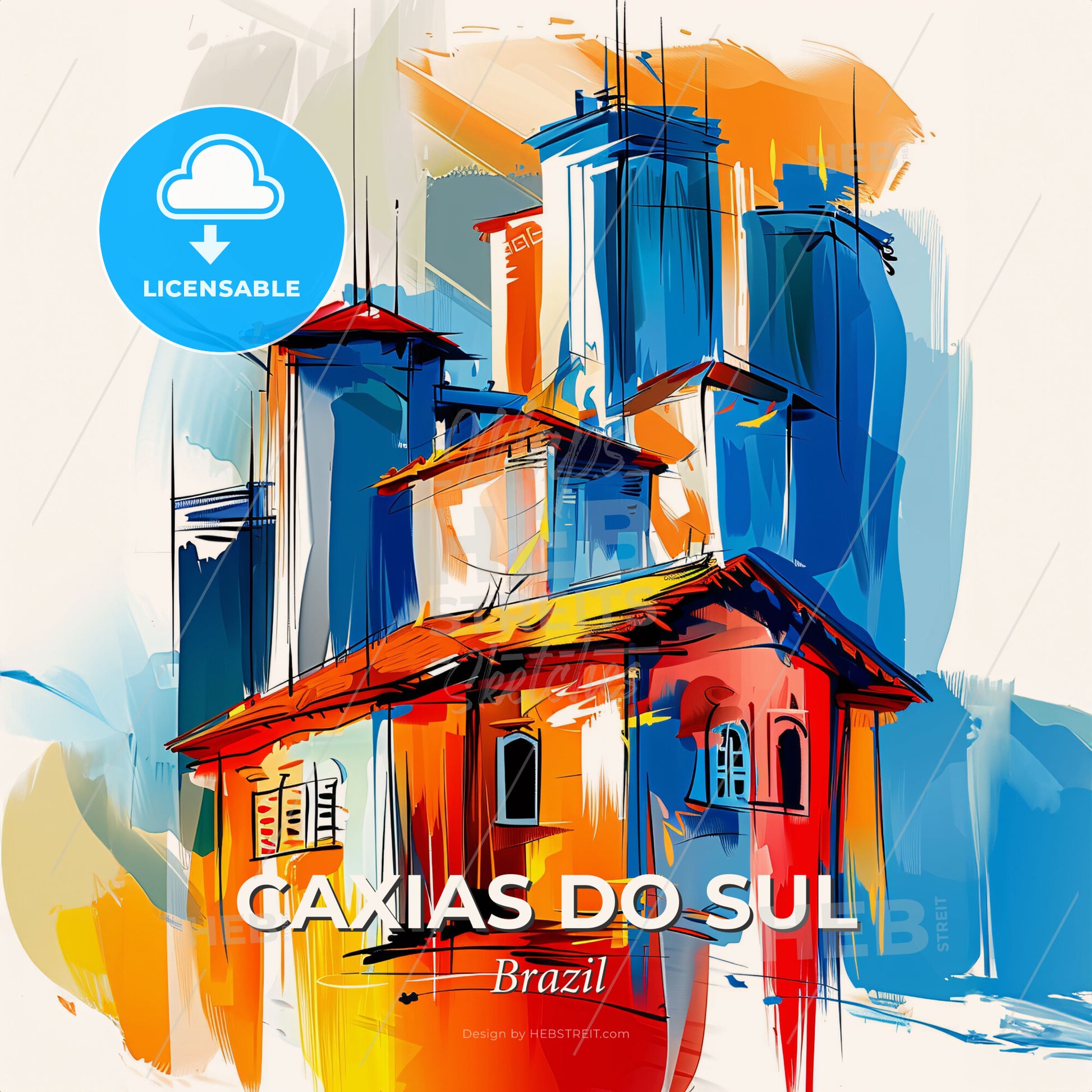 Vibrant Caxias Do Sul, Brazil - A Painting Of A Building - Square format print template