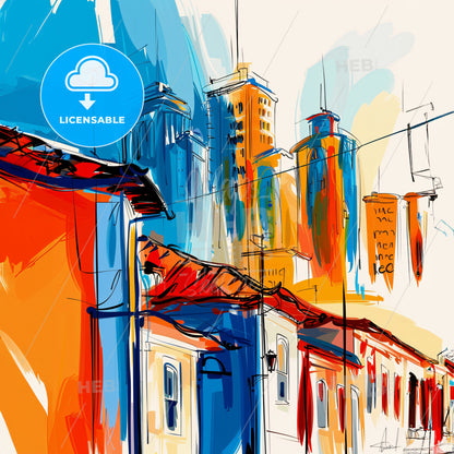 Vibrant Caxias Do Sul, Brazil - A Colorful Cityscape With Buildings And Power Lines