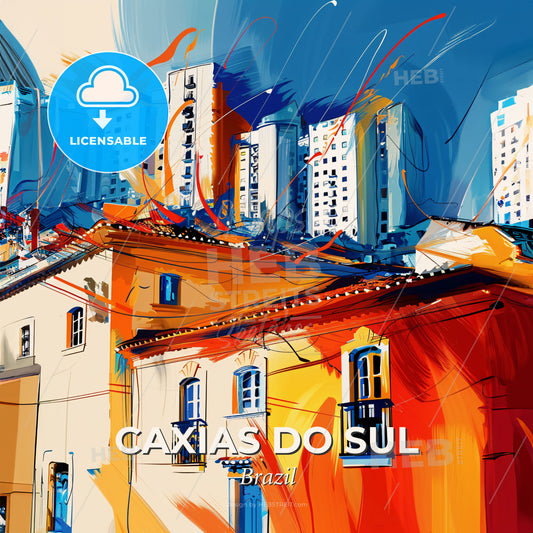 Vibrant Caxias Do Sul, Brazil - A Painting Of A City - Square format print template
