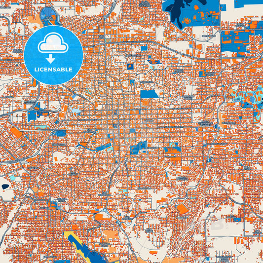 Colorful Caxias Street Map with Labels and Buildings