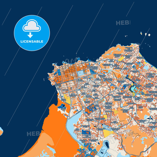 Colorful Cayenne Street Map with Labels and Buildings