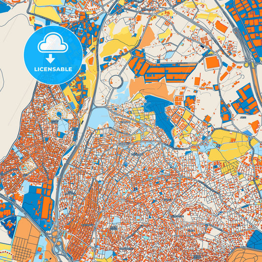 Colorful Çayırova Street Map with Labels and Buildings