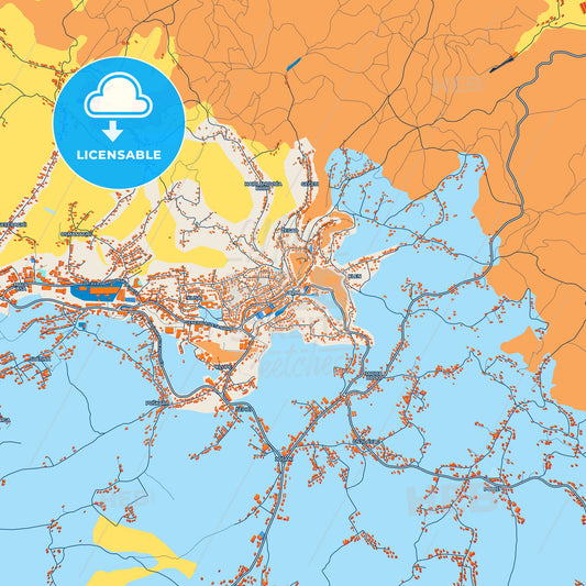 Colorful Cazin Street Map with Labels and Buildings