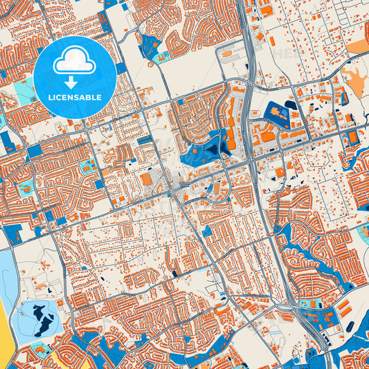 Colorful Cedar Park Street Map with Labels and Buildings