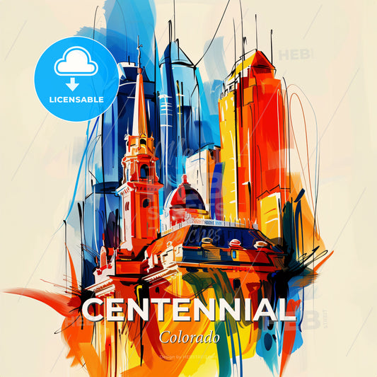 Vibrant Centennial, Colorado - A Painting Of A City - Square format print template