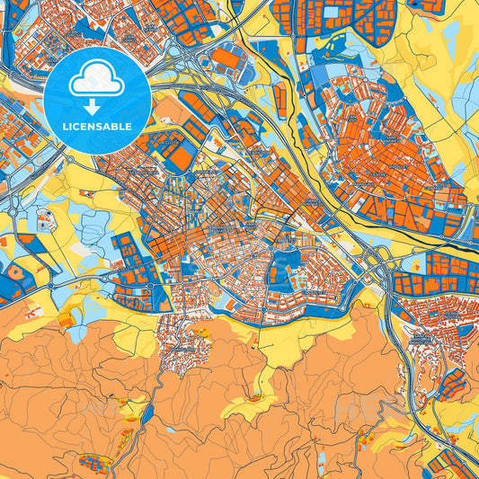 Colorful Cerdanyola del Vallès Street Map with Labels and Buildings