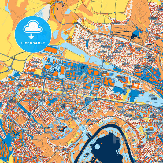Colorful Cergy Street Map with Labels and Buildings