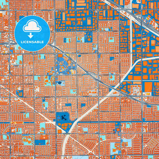 Colorful Cerritos Street Map with Labels and Buildings