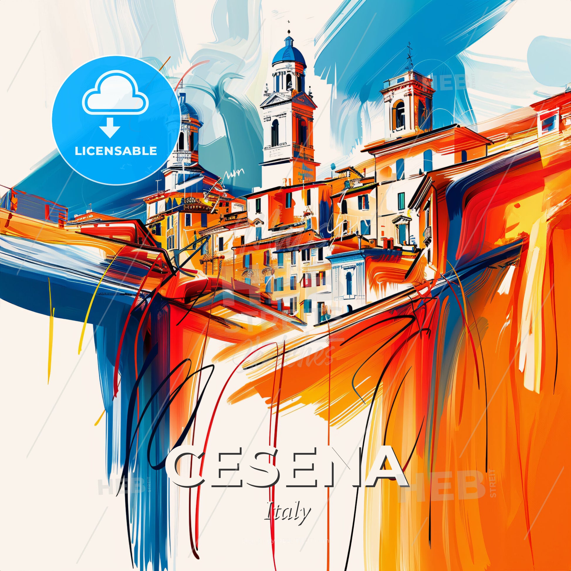 Vibrant Cesena, Italy - A Painting Of A City - Square format print template