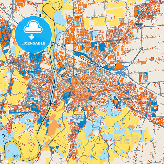 Colorful Cesena Street Map with Labels and Buildings