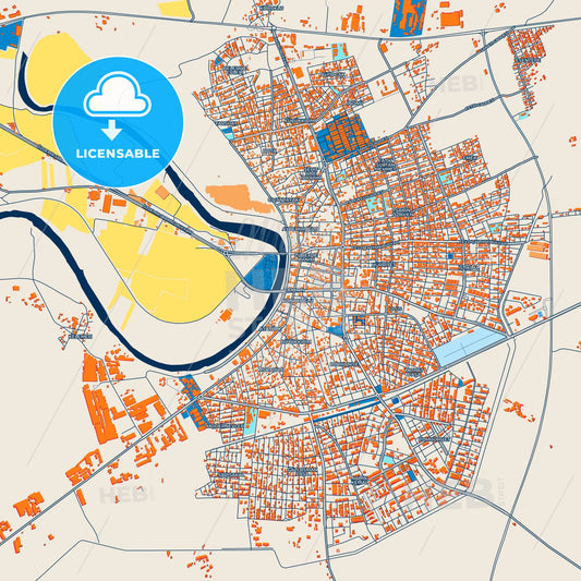 Colorful Ceyhan Street Map with Labels and Buildings