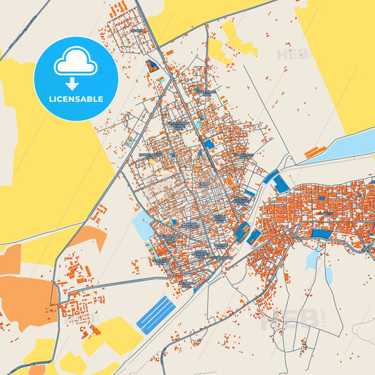 Colorful Ceylanpınar Street Map with Labels and Buildings