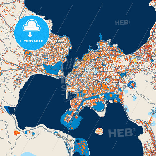 Colorful Chalcis Street Map with Labels and Buildings