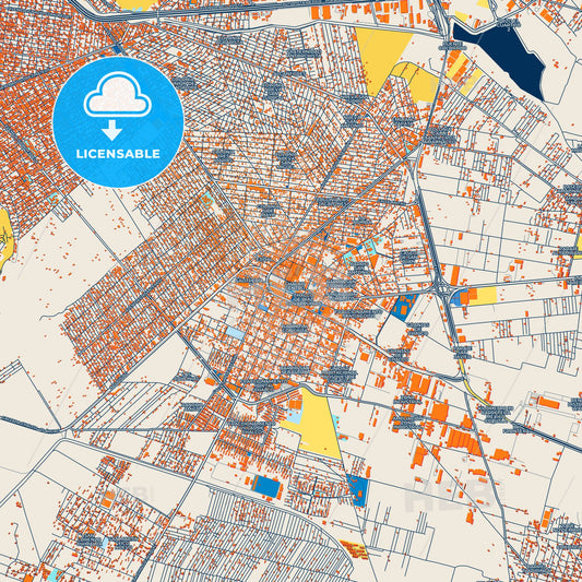 Colorful Chalco de Díaz Covarrubias Street Map with Labels and Buildings