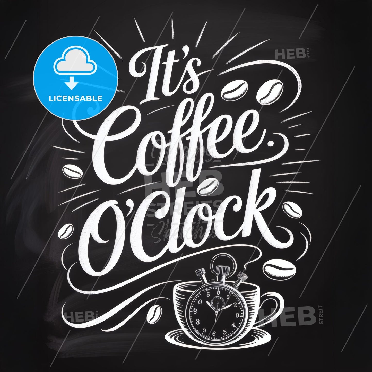 Chalkboard Art: It’s Coffee O’Clock – Perfect for Coffee Lovers and Cafés