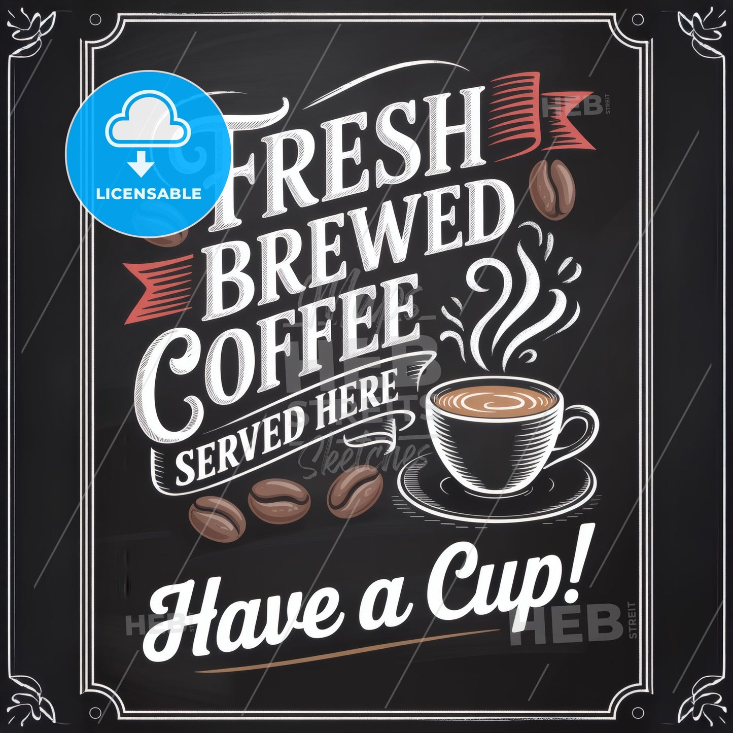 Chalkboard Style Fresh Brewed Coffee Sign – Enjoy Your Perfect Cup Here!