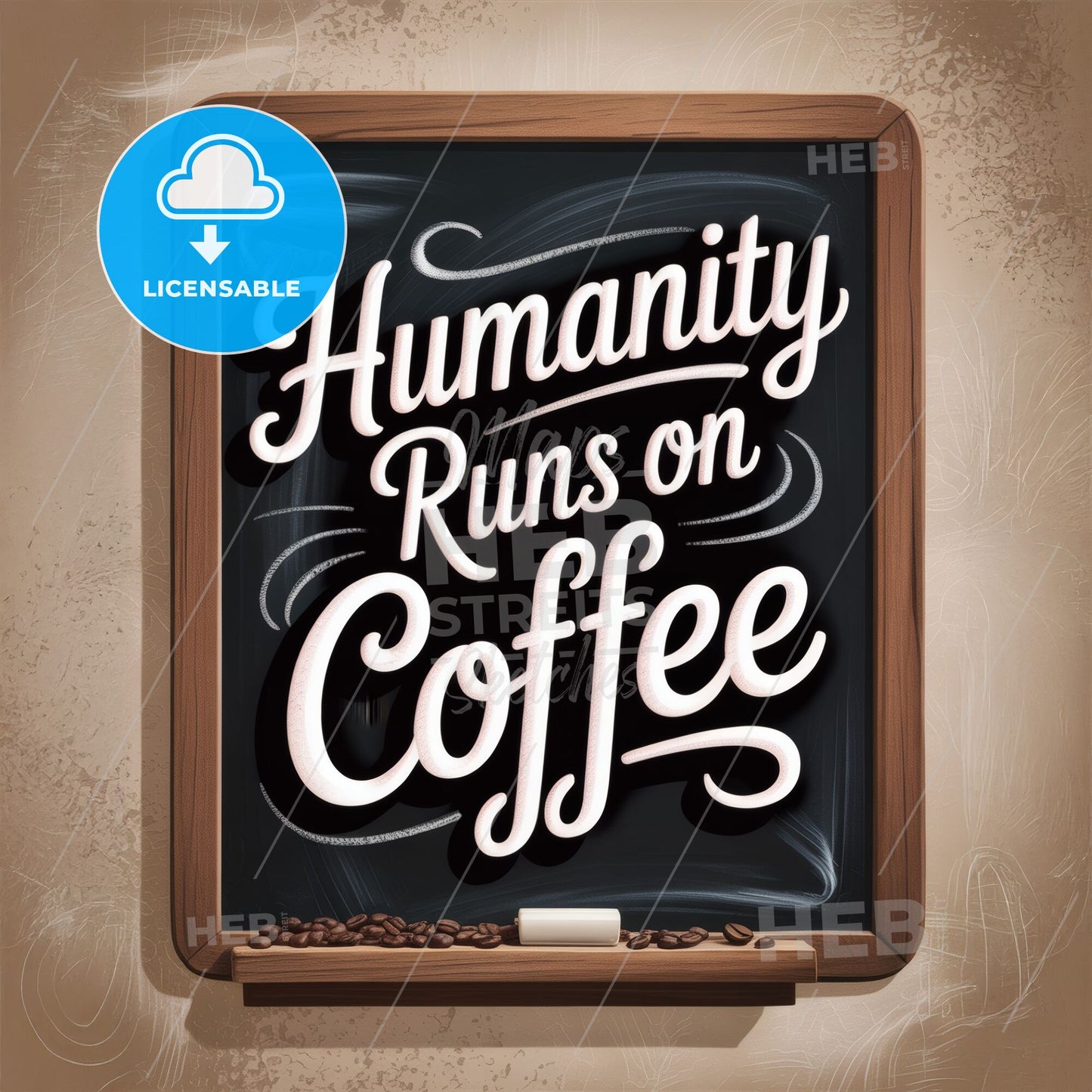Chalkboard Inspirational Quote: Humanity Runs on Coffee - Perfect for Cafes and Coffee Lovers
