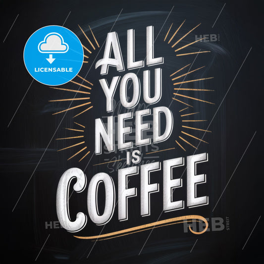 Chalkboard Design Featuring Inspirational Coffee Quote: 'All You Need Is Coffee'