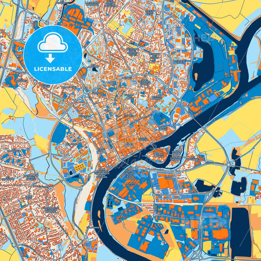 Colorful Chalon-sur-Saône Street Map with Labels and Buildings