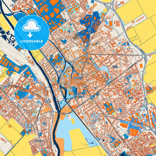Colorful Châlons-en-Champagne Street Map with Labels and Buildings