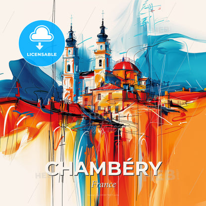 Vibrant Chambéry, France - A Painting Of A Building - Square format print template