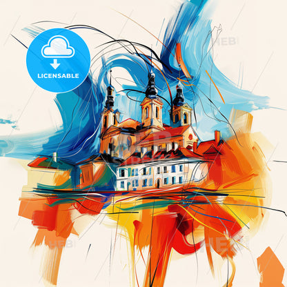 Vibrant Champigny-Sur-Marne, France - A Painting Of A Building With A Colorful Background