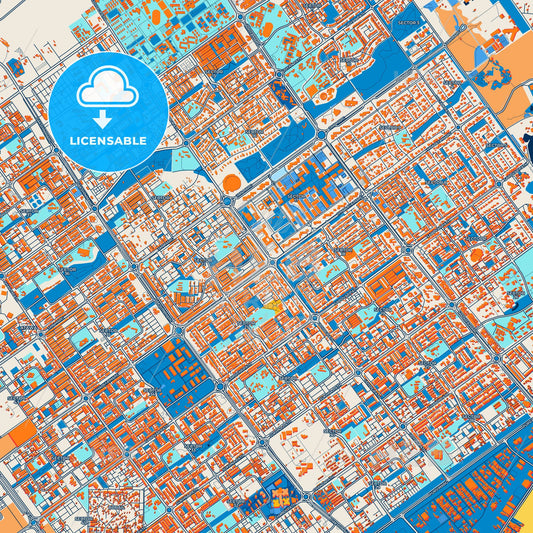 Colorful Chandigarh Street Map with Labels and Buildings