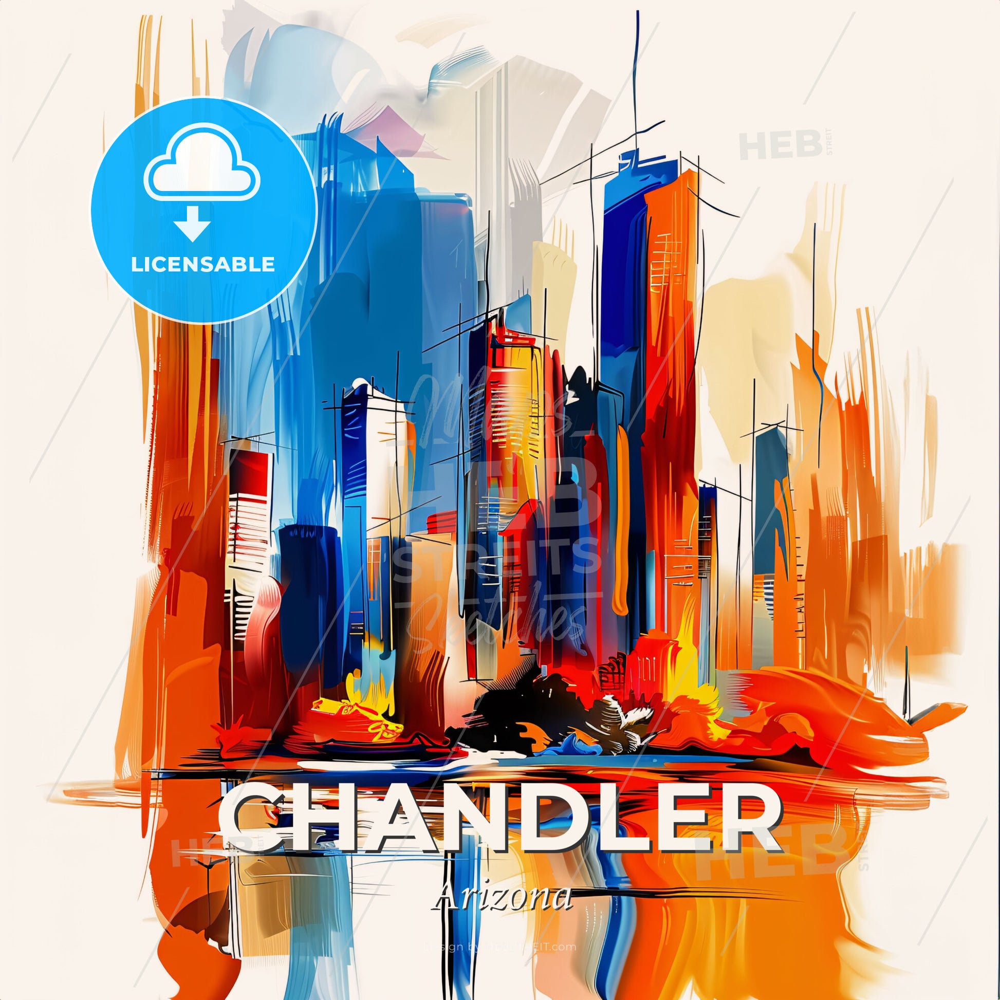 Vibrant Chandler, Arizona - A Painting Of A City - Square format print template