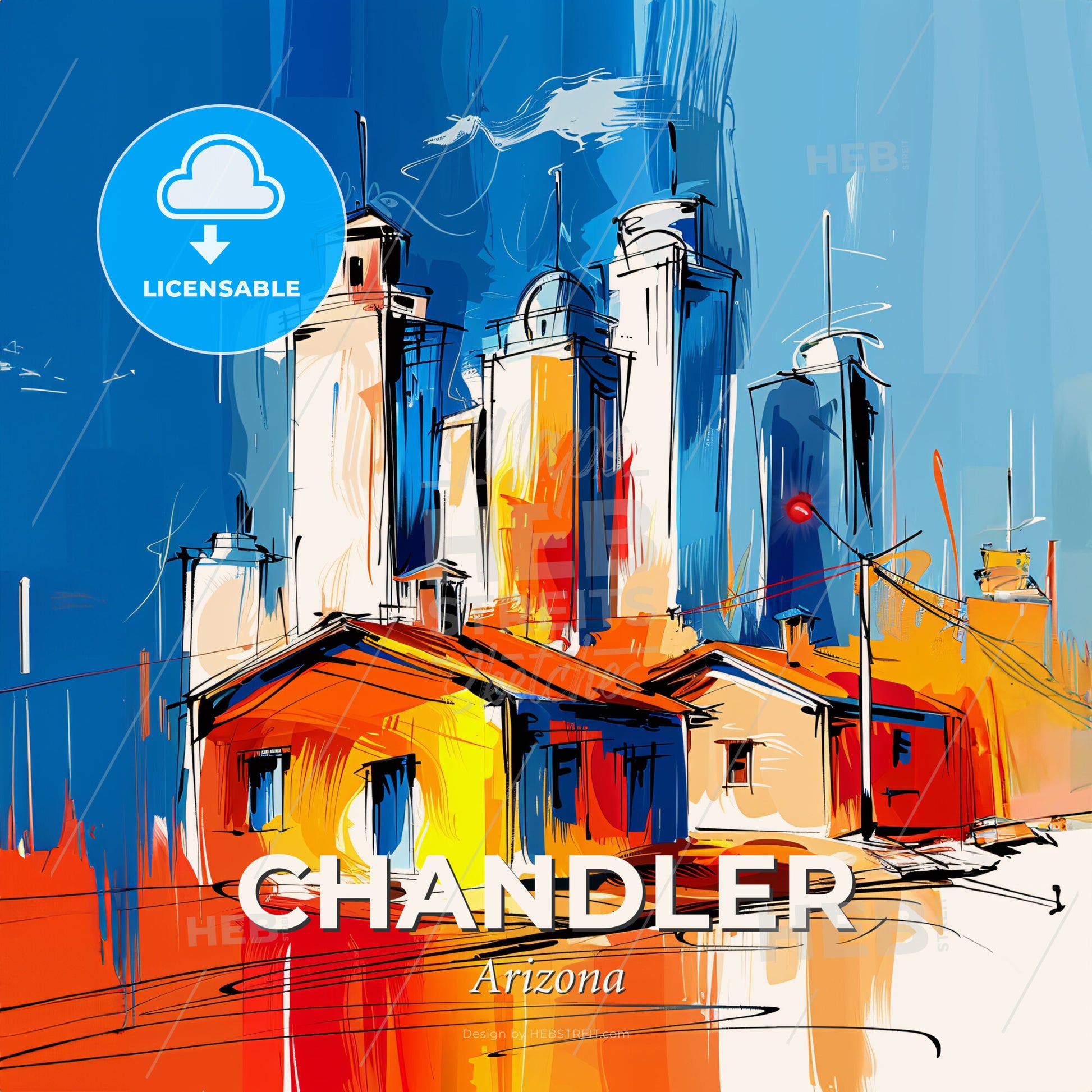 Vibrant Chandler, Arizona - A Painting Of A City - Square format print template