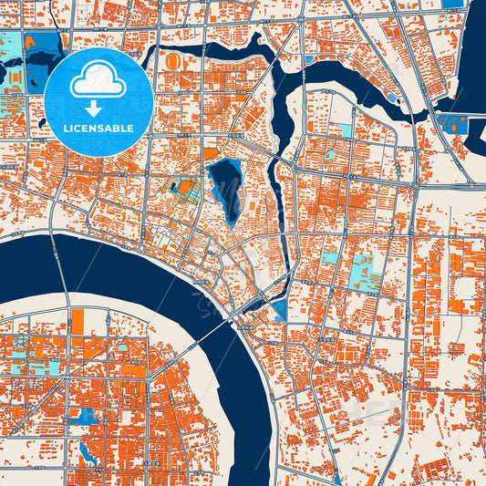 Colorful Changde Street Map with Labels and Buildings