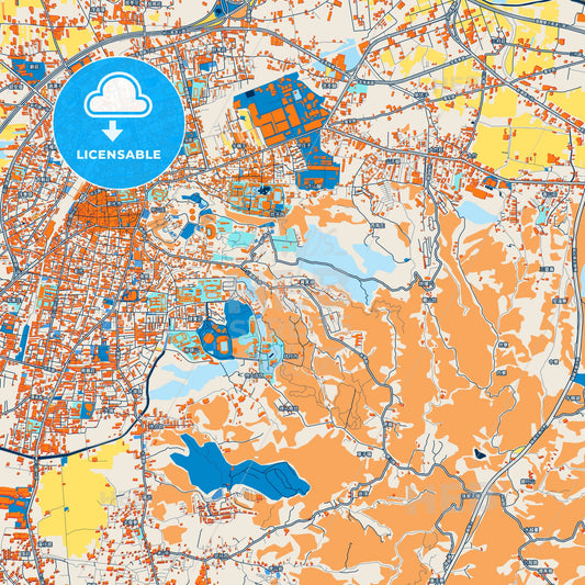 Colorful Changhua Street Map with Labels and Buildings