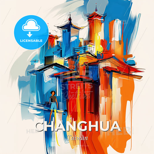 Vibrant Changhua, Taiwan - A Painting Of A City - Square format print template