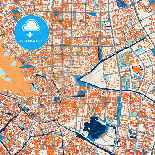 Colorful Changshu Street Map with Labels and Buildings
