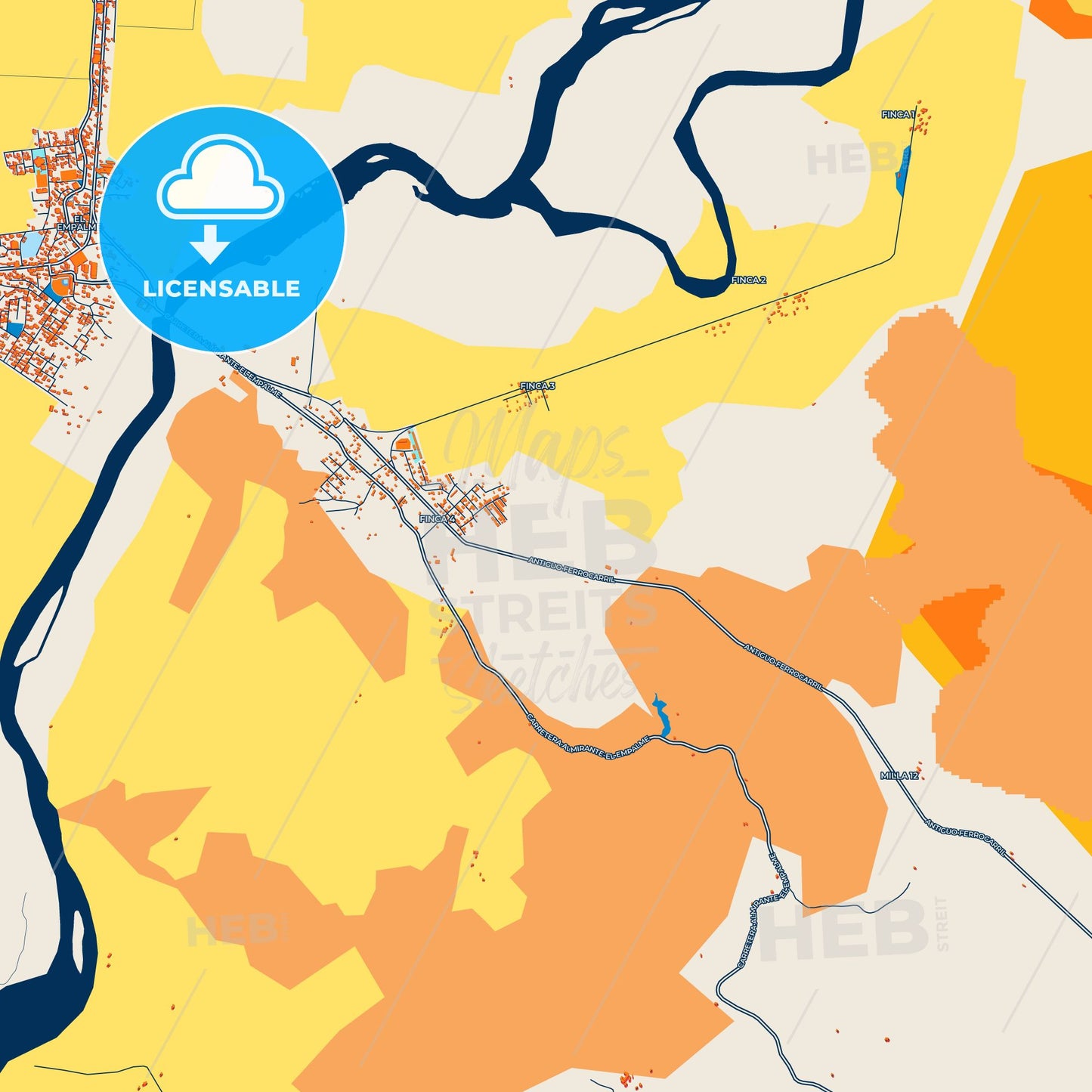 Colorful Changuinola Street Map with Labels and Buildings