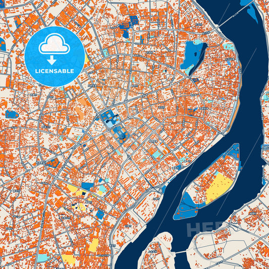 Colorful Chaozhou Street Map with Labels and Buildings