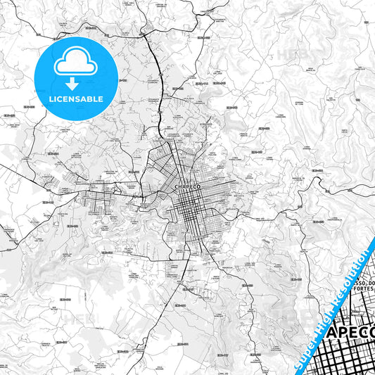 Chapeco, Brazil light map with streetnames, citynames and districts