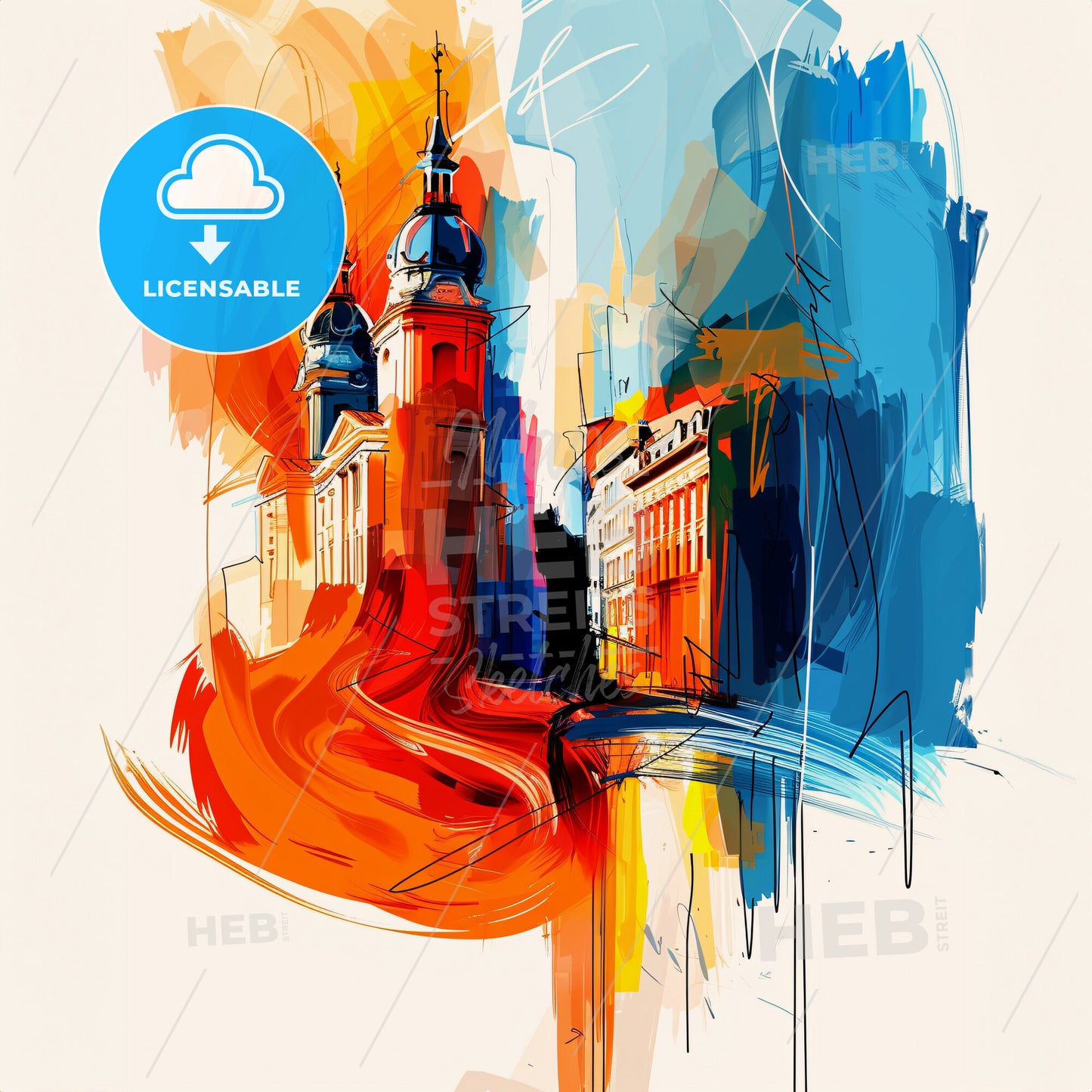 Vibrant Charleroi, Belgium - A Painting Of A Building With Towers