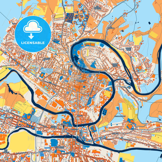 Colorful Charleville-Mézières Street Map with Labels and Buildings