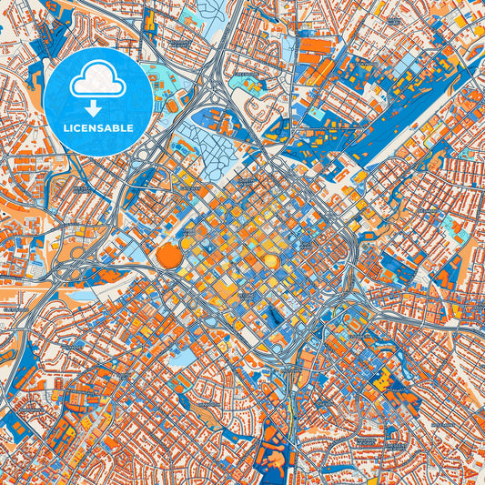 Colorful Charlotte Street Map with Labels and Buildings