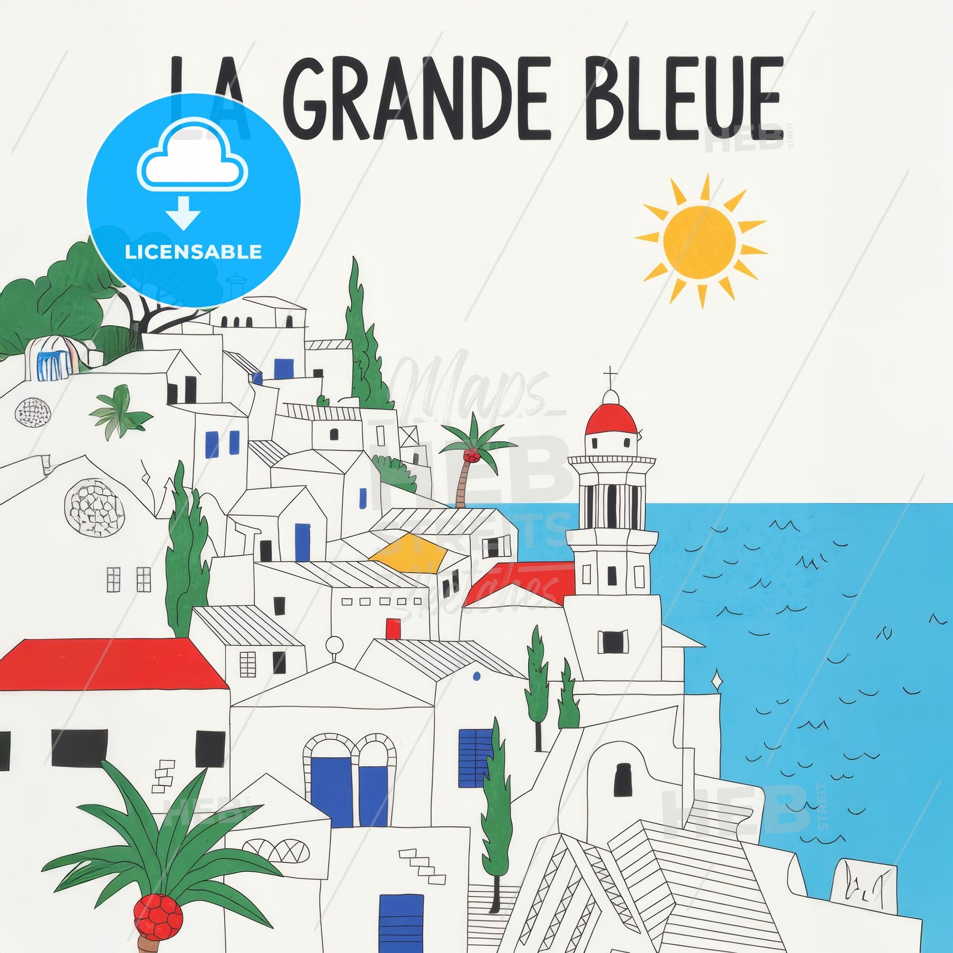 Charming Mediterranean Haven: La Grande Bleue Coastal Escape Print
