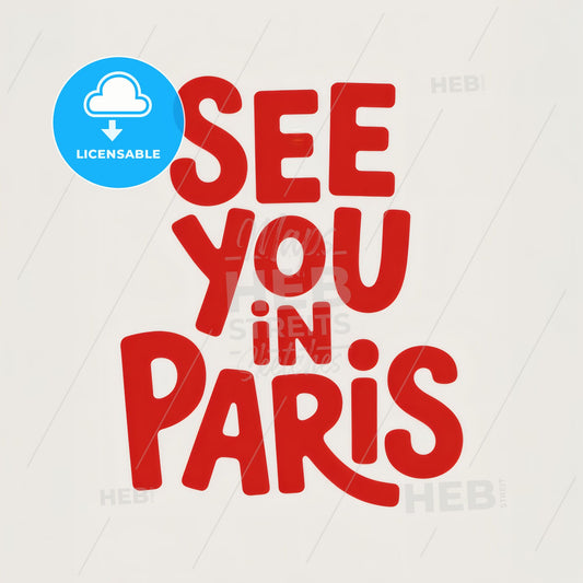 Charming Minimalist Art Print: Bold 'SEE YOU IN PARIS' in Playful Red Typography