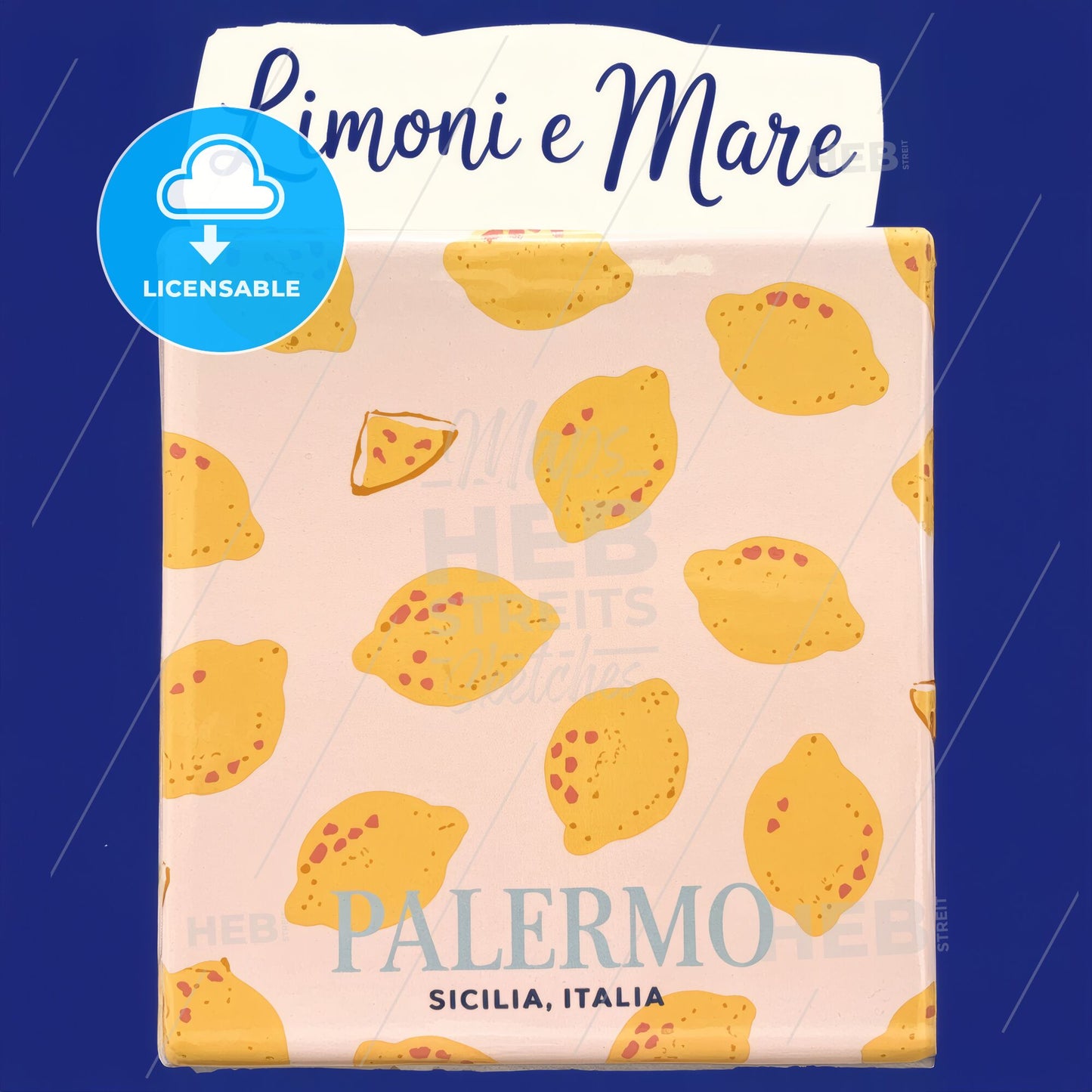 Charming Pink Ceramic Tile Print: Playful Lemon Design from Palermo, Sicilia
