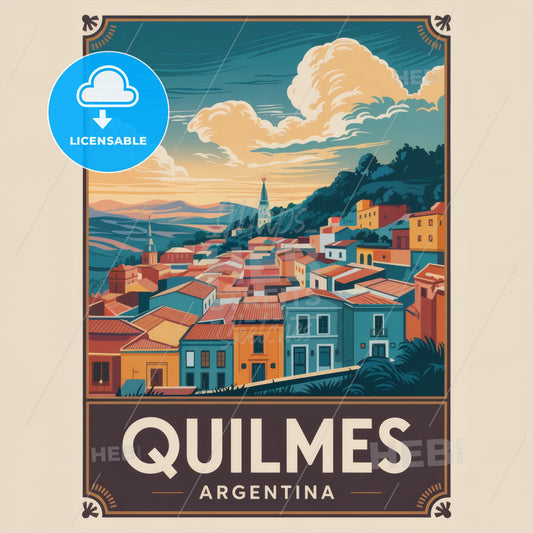Charming Quilmes: Retro Travel Poster Capturing Argentina’s Colonial Sunset Charm