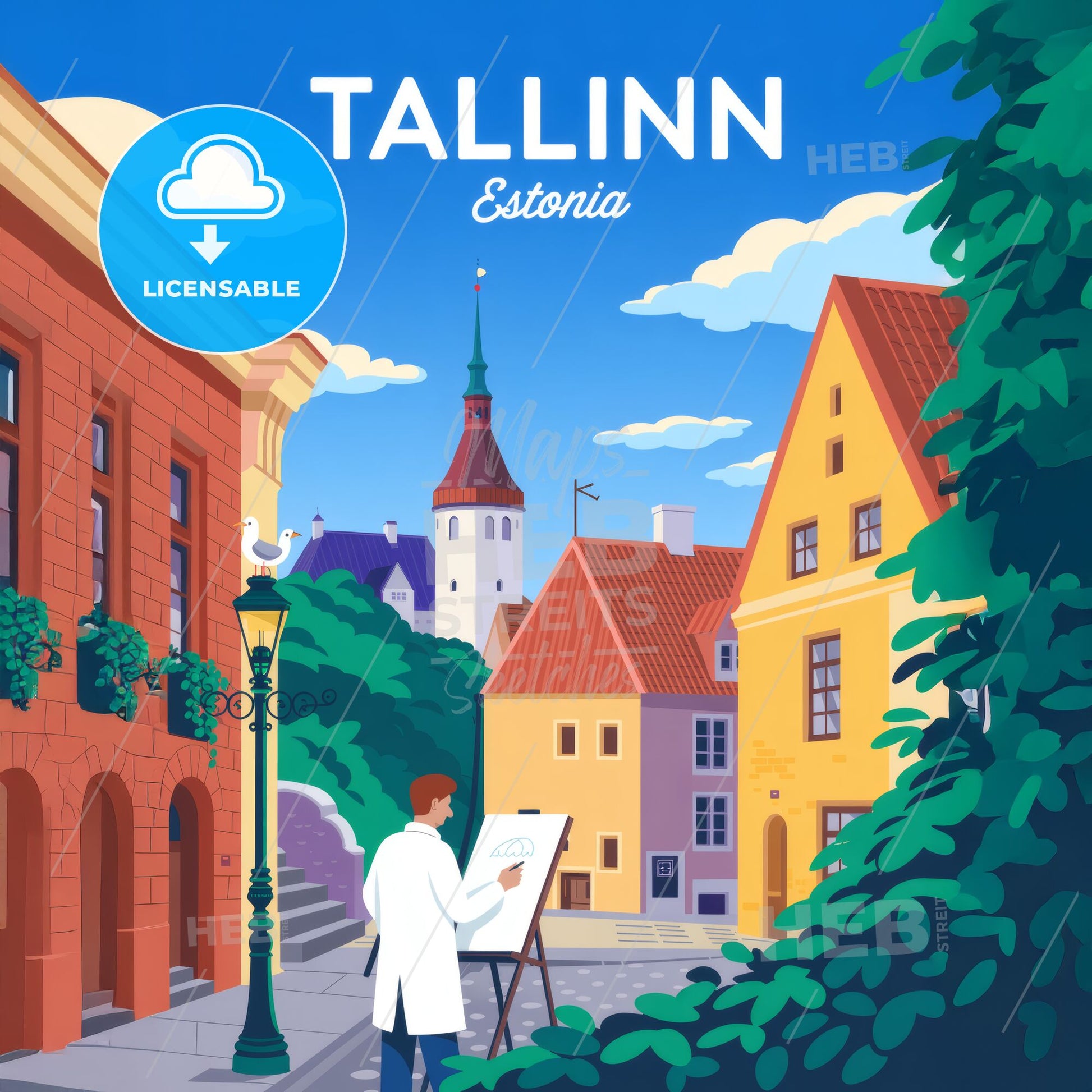 Charming Tallinn: Retro Travel Poster Celebrating Estonia's Iconic Architecture