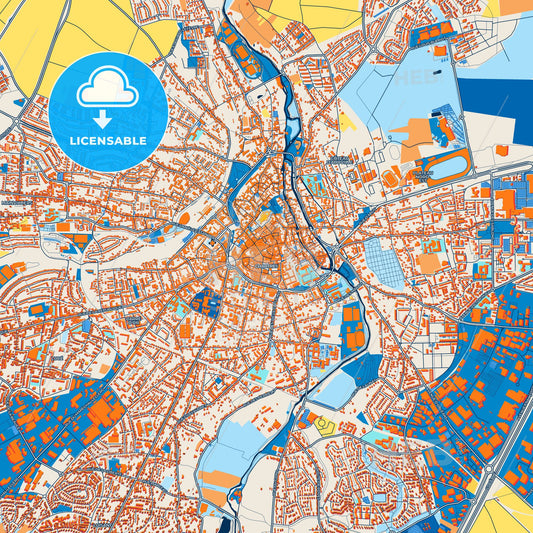 Colorful Chartres Street Map with Labels and Buildings