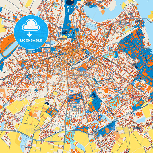 Colorful Châteauroux Street Map with Labels and Buildings